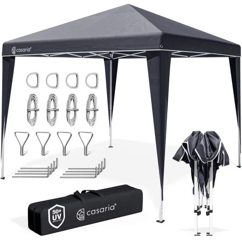 Faltpavillon 3x3m Pop-Up Anthrazit Schnellaufbau UV-Schutz 50+ wasserdicht stabil