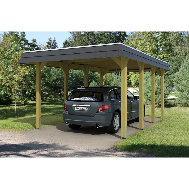 Skan Holz Walmdach-Einzelcarport Spreewald 345 cm x 589 cm Blende in