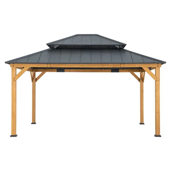TRIVOR Cedar Wood Gazebo - 390cm x 450cm