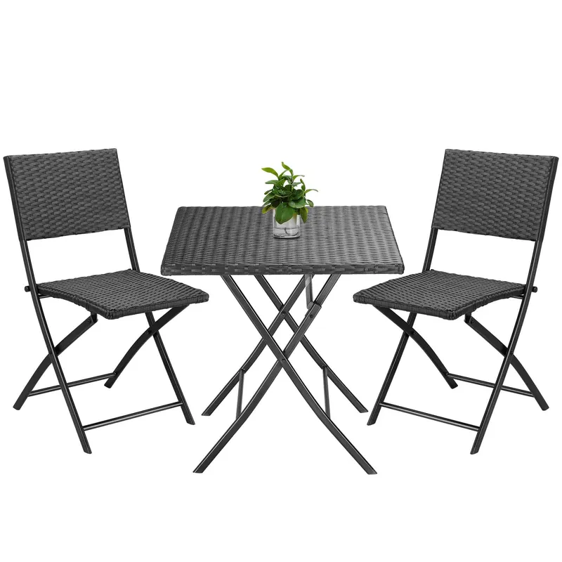 Polyrattan Gartensitzgruppe 3-tlg Schwarz